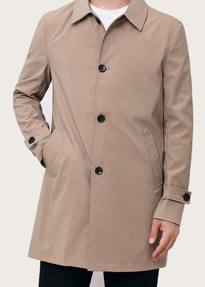 Button front mac coat, Khaki, front