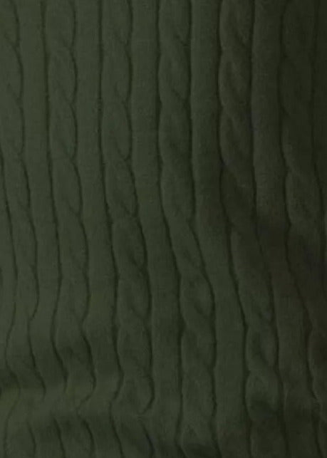 Cable knit half zip sweater, Army Green, cable knit detail