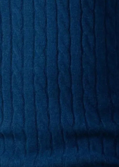 Cable knit half zip sweater, Blue, cable knit detail