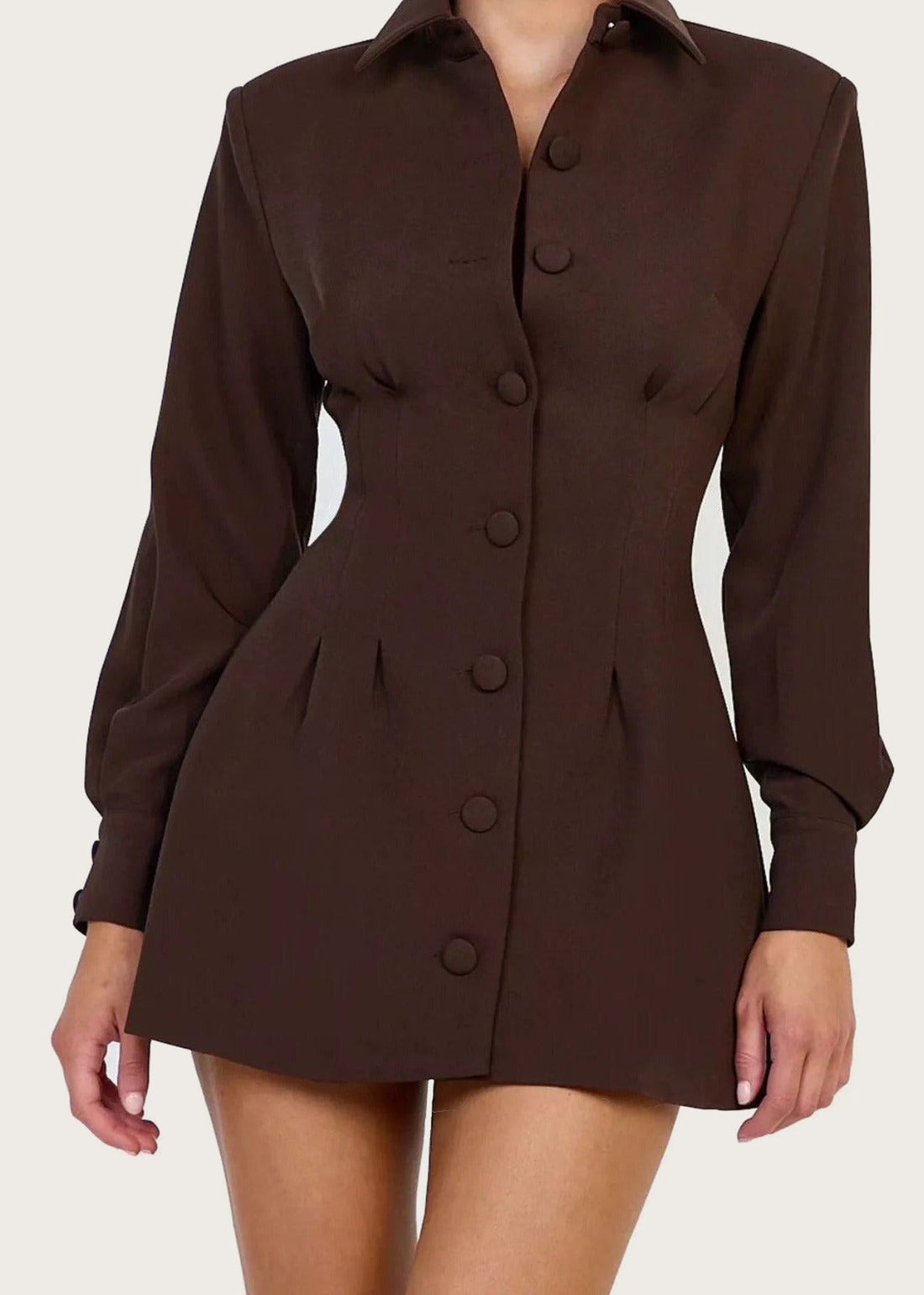 Corset blazer dress, Brown, front