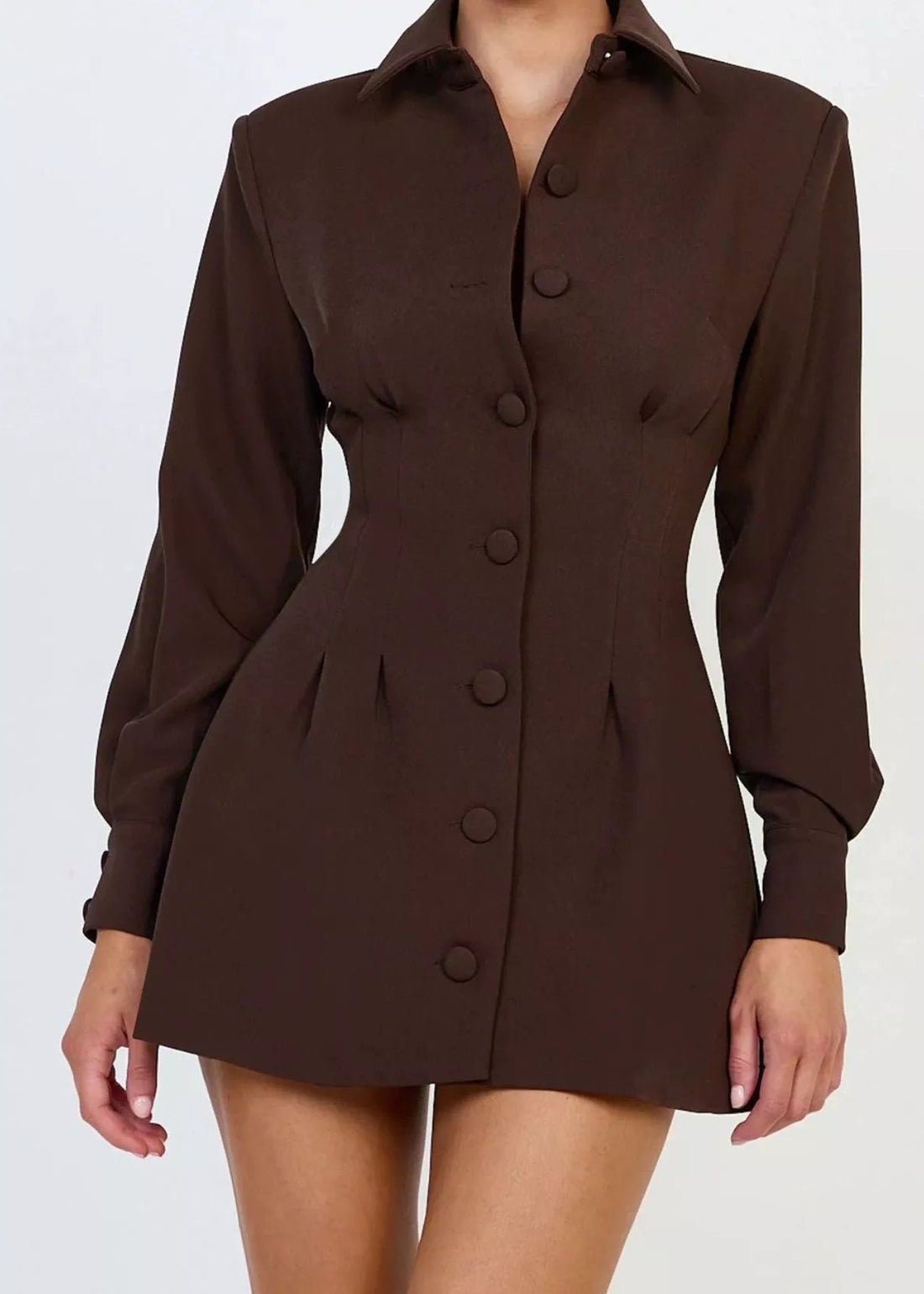 Corset blazer dress, Brown, front