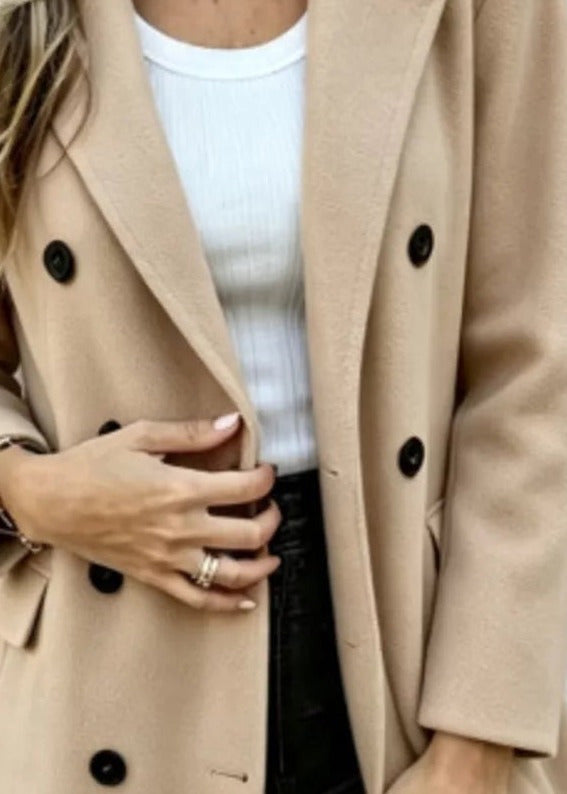 Double breasted coat, Apricot, button detail