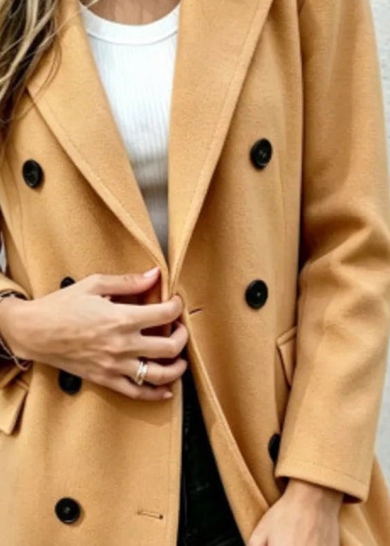 Double breasted coat, Khaki, button detail