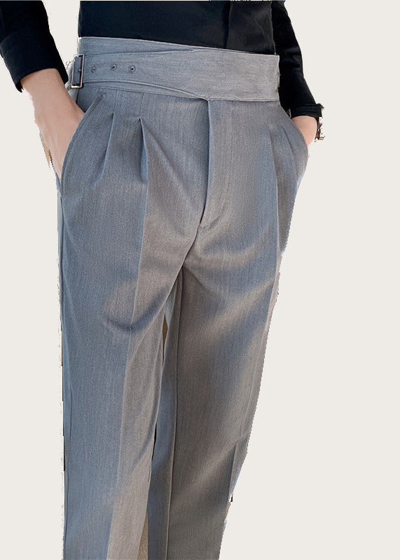 High waist pleated trousers, Grey, front