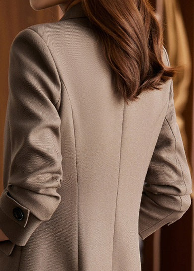 Longline tailored coat, Coffee, back detail
