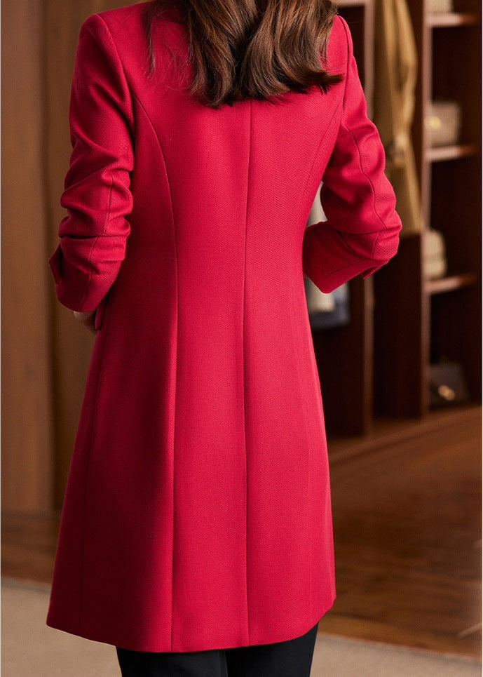 Longline tailored coat, Red, back