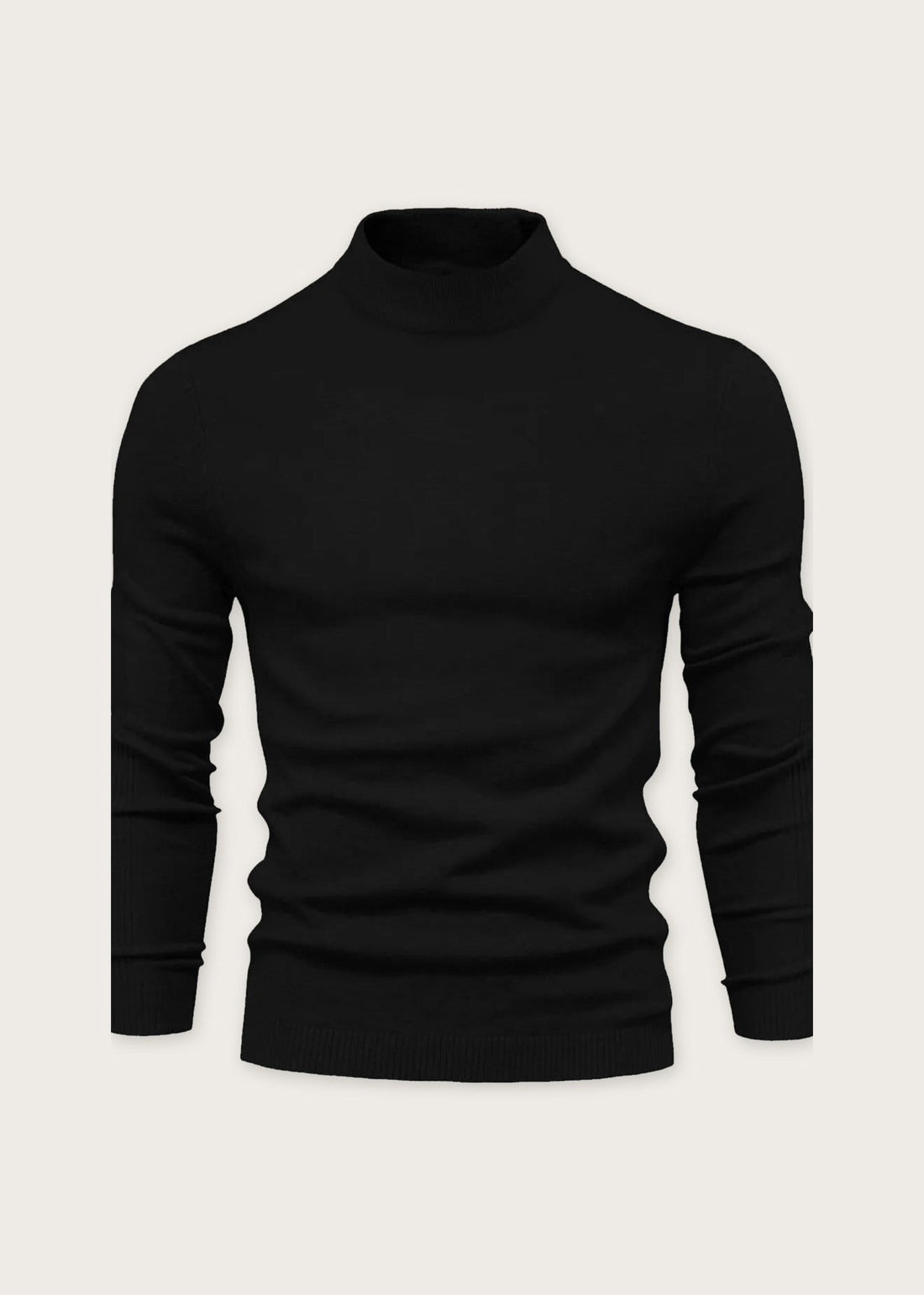 Slim mock neck knit, Black, front