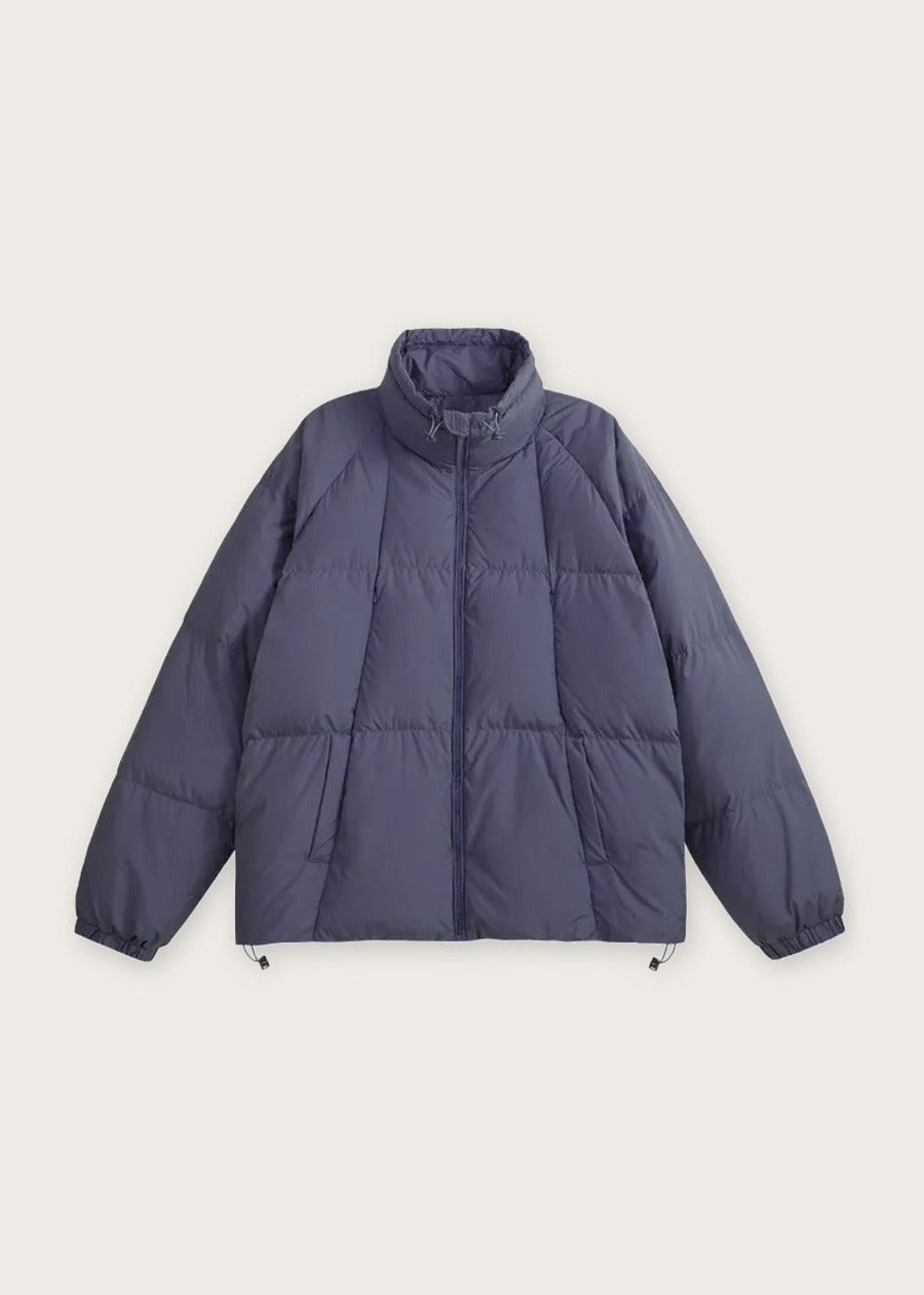 Stand collar puffer jacket, Indigo, flat