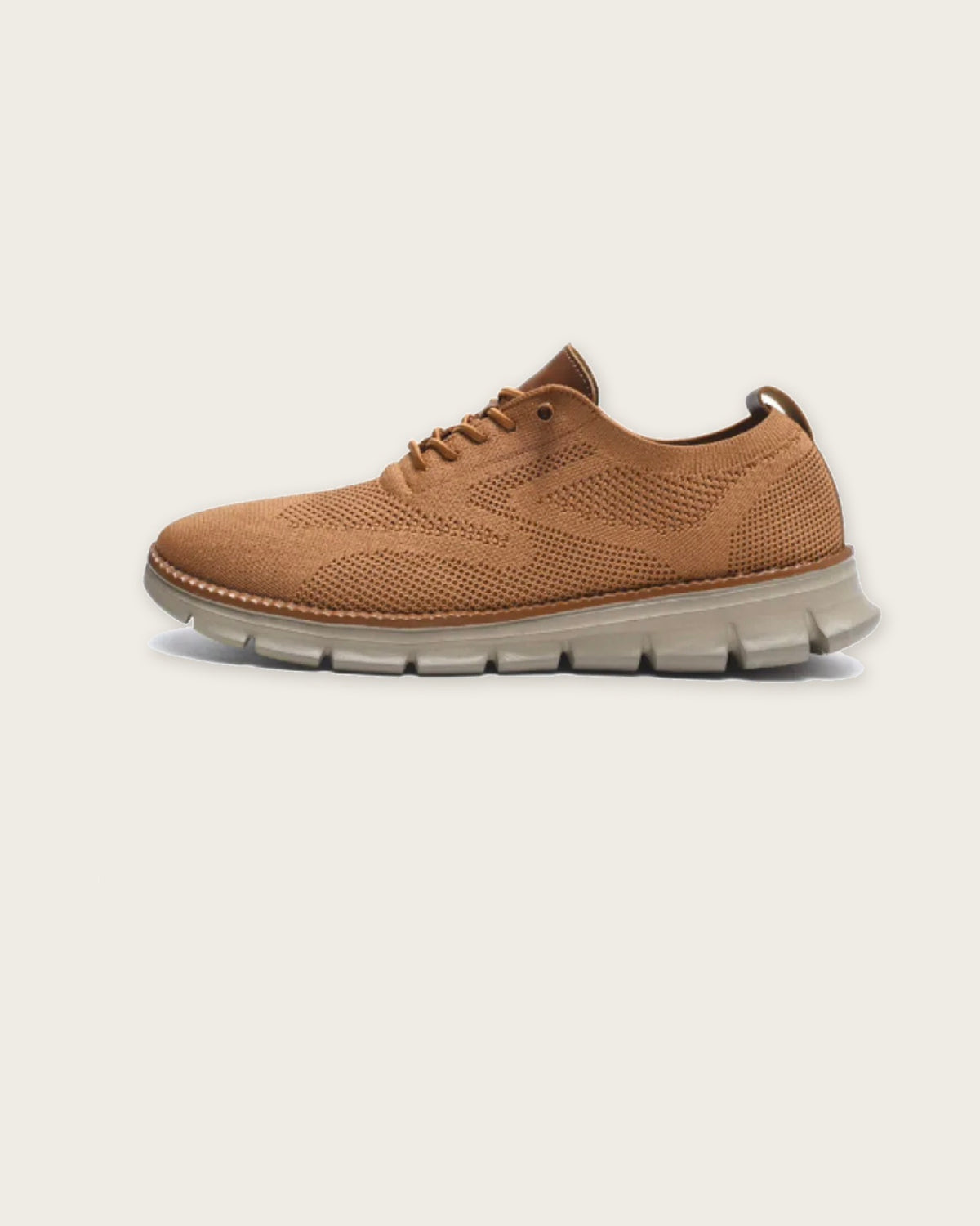 Mesh lace up sneakers, Tan, side