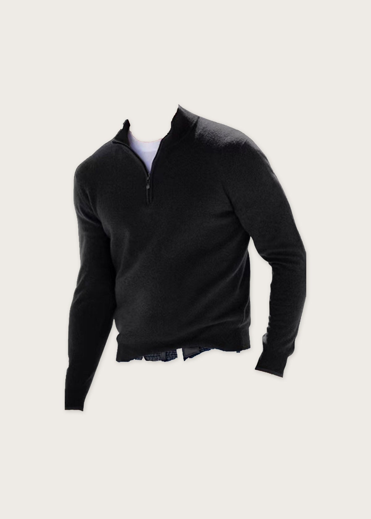 Quarter zip sweater, Black, front