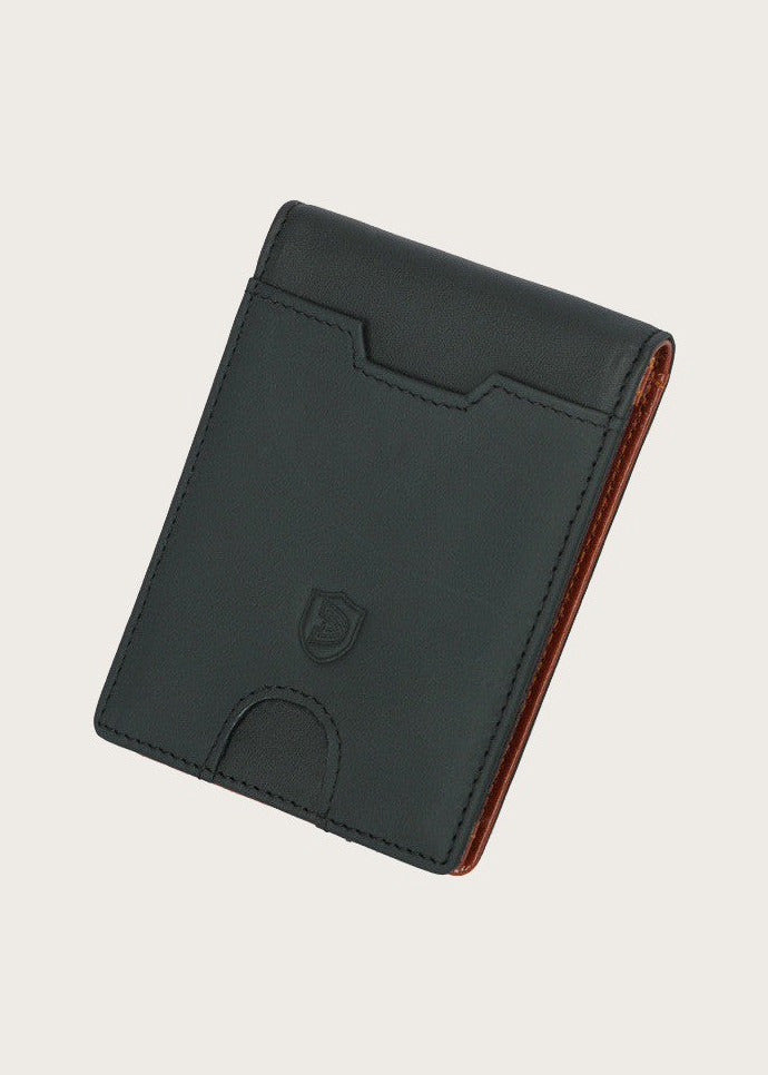 RFID blocking bifold wallet, Black, front