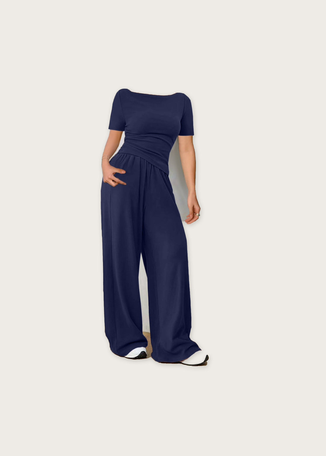 Tee and pants set, Dark Navy, front