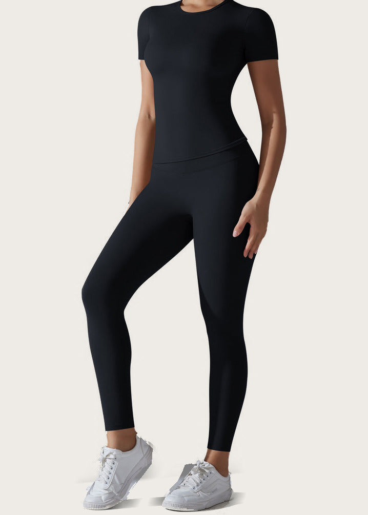 Sculpt yoga set, Black, front
