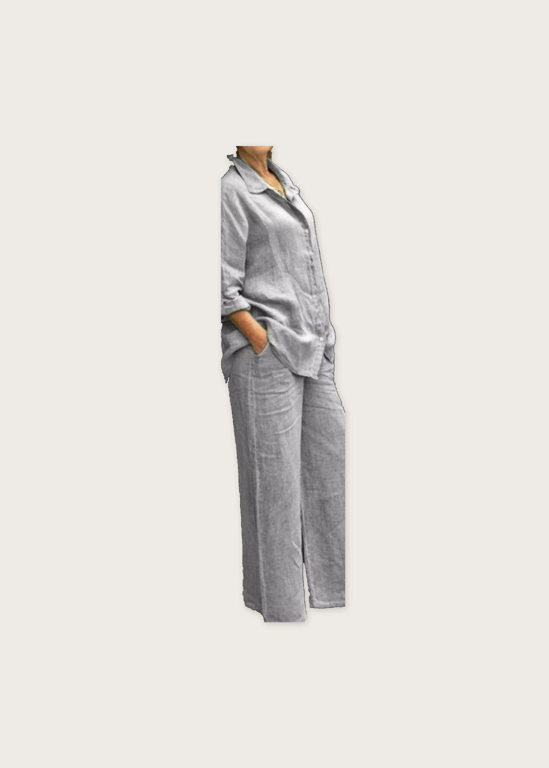 Shirt and pants set, Light Gray, front