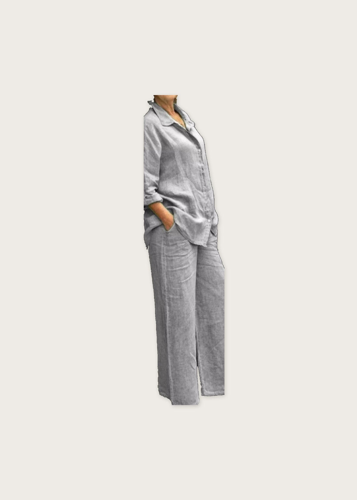 Shirt and pants set, Light Gray, front