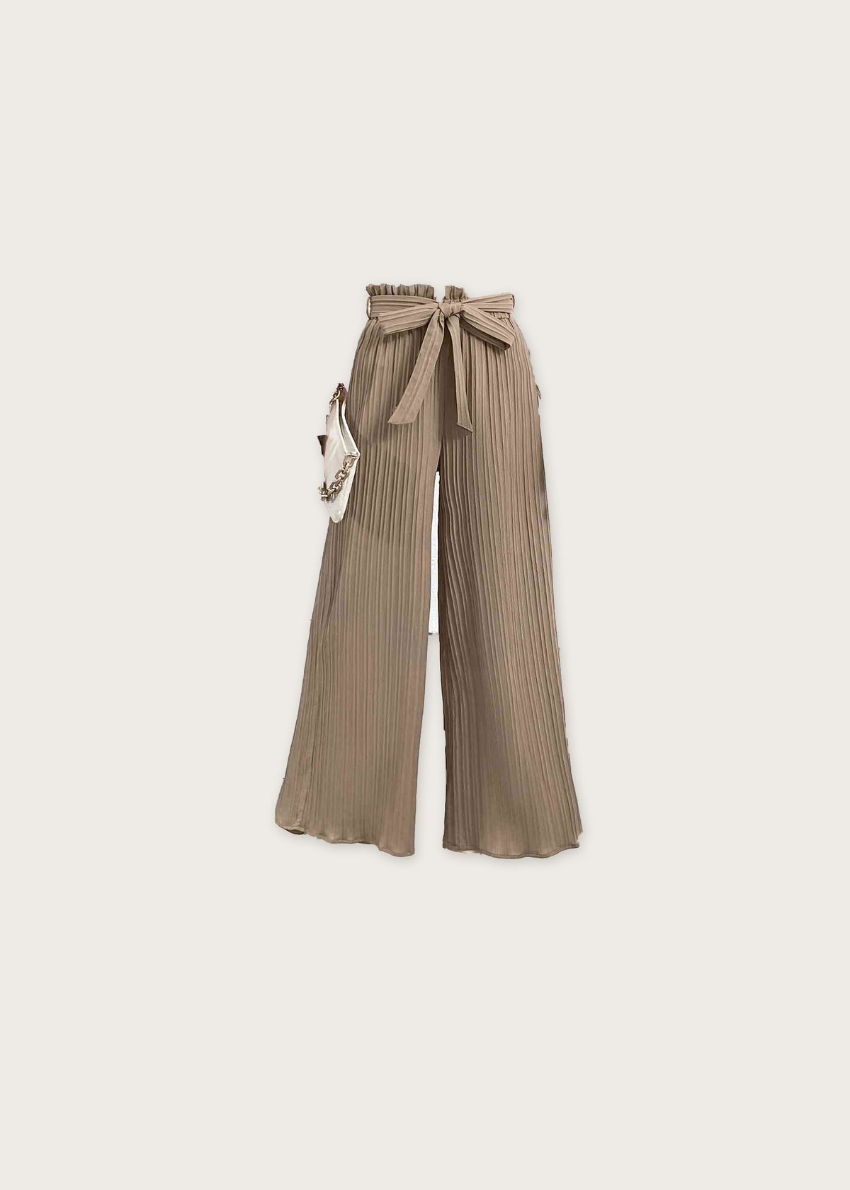 Tied wide leg long pants, front
