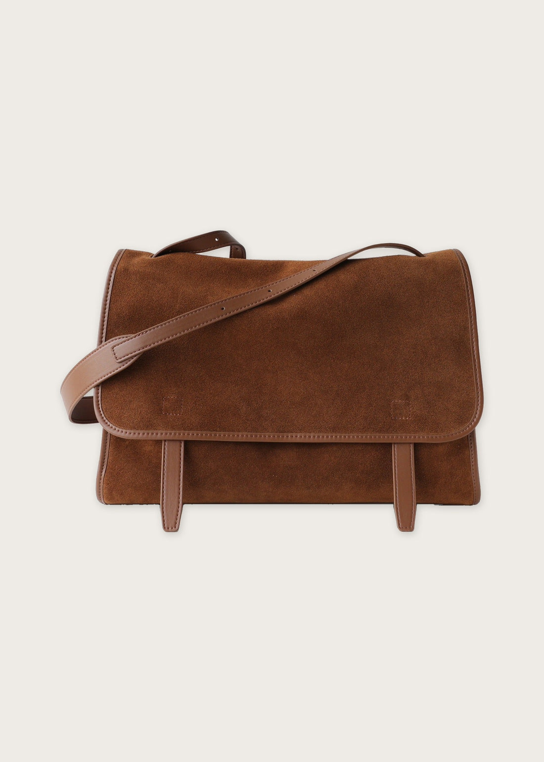 Matte leather messenger bag, Brown, front