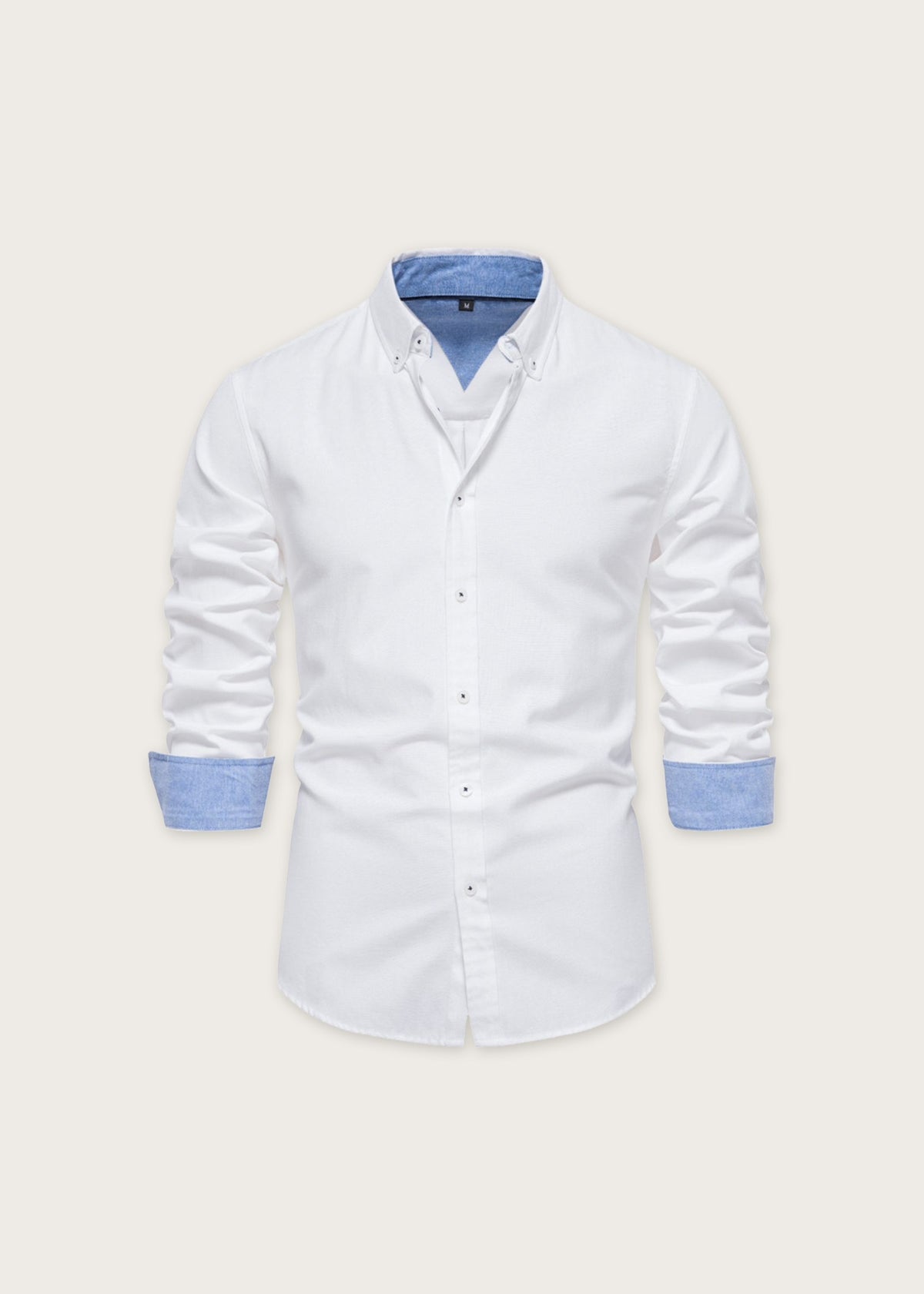 Cotton button down shirt, White, flat