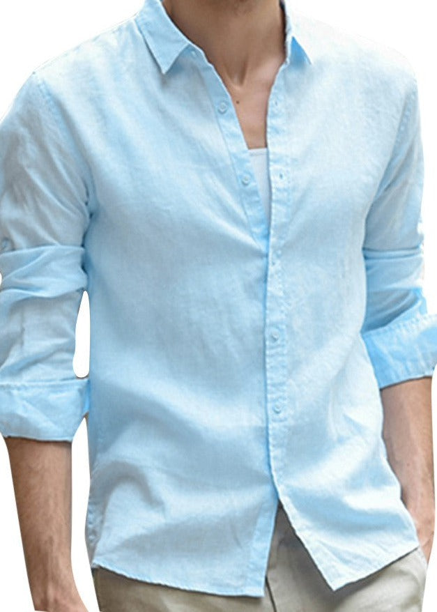 Relaxed spread collar shirt, Light Blue, front