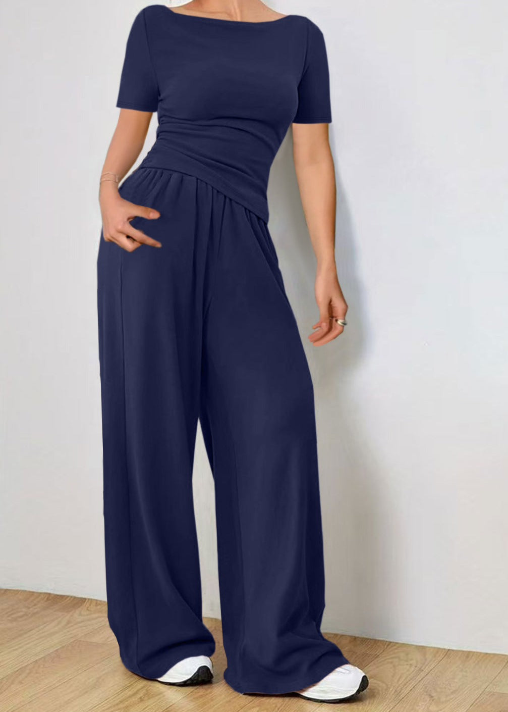 Tee and pants set, Dark Navy, front