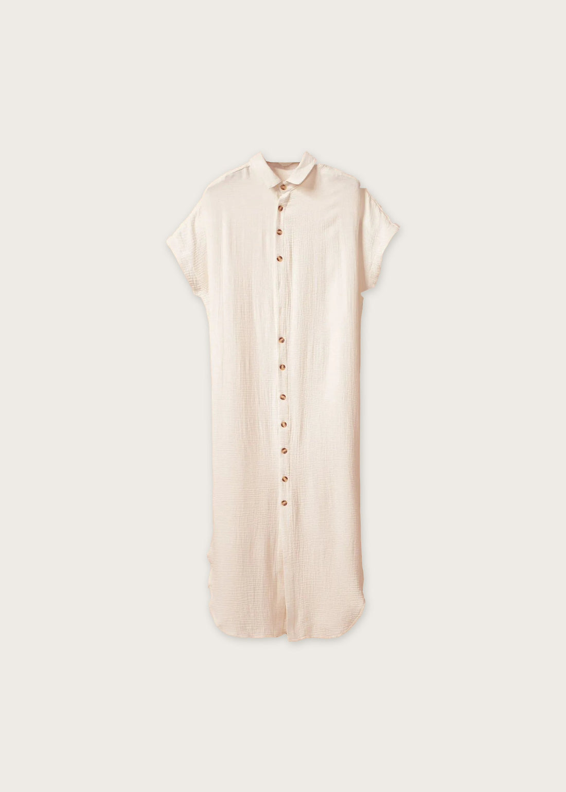 Short sleeve midi shirt dress, Khaki, flat