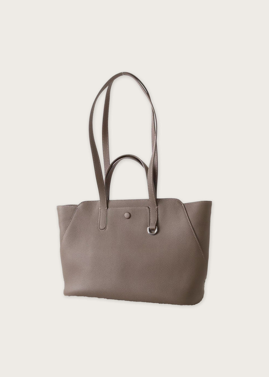 Leather everyday tote, Taupe, front