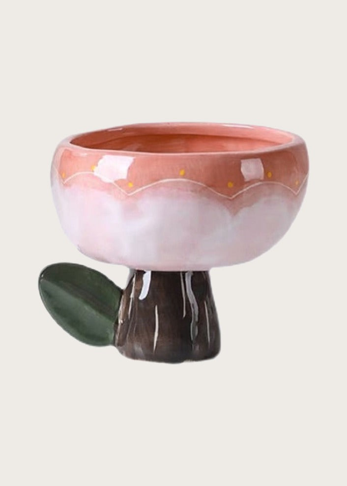 Tulip ceramic dessert bowl, Pink, front
