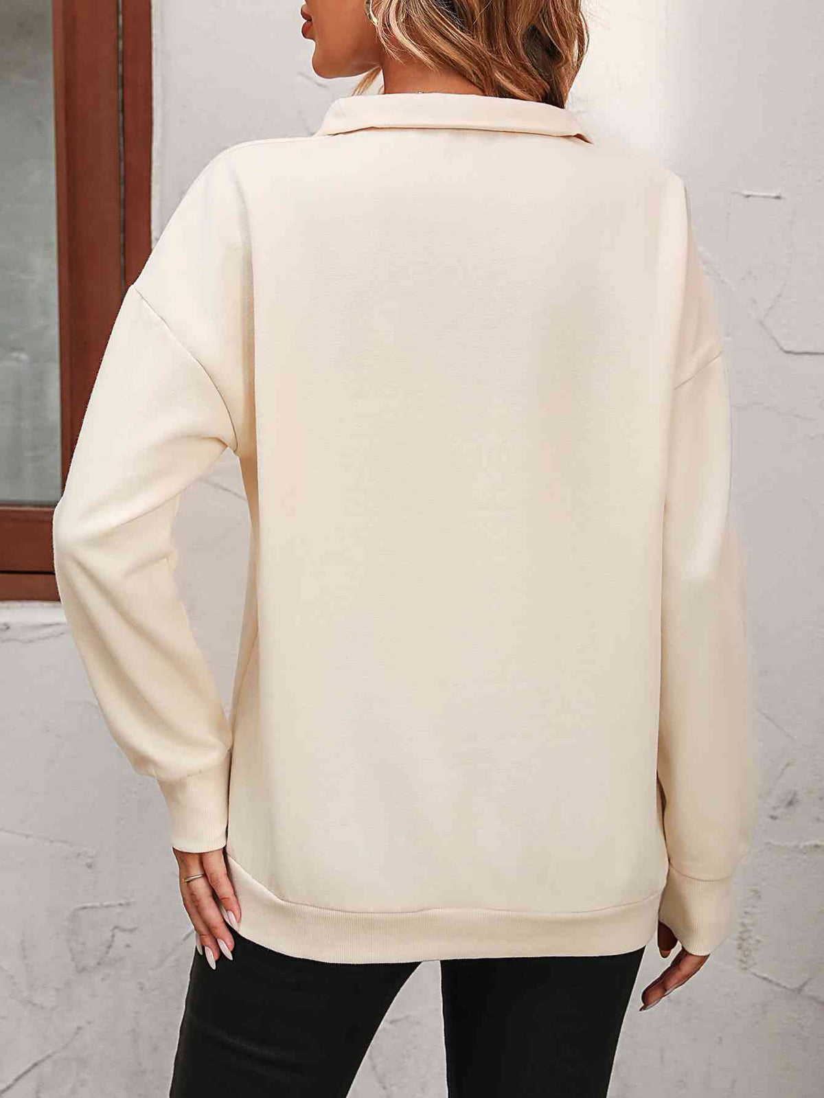 Zip up dropped shoulder sweatshirt, front