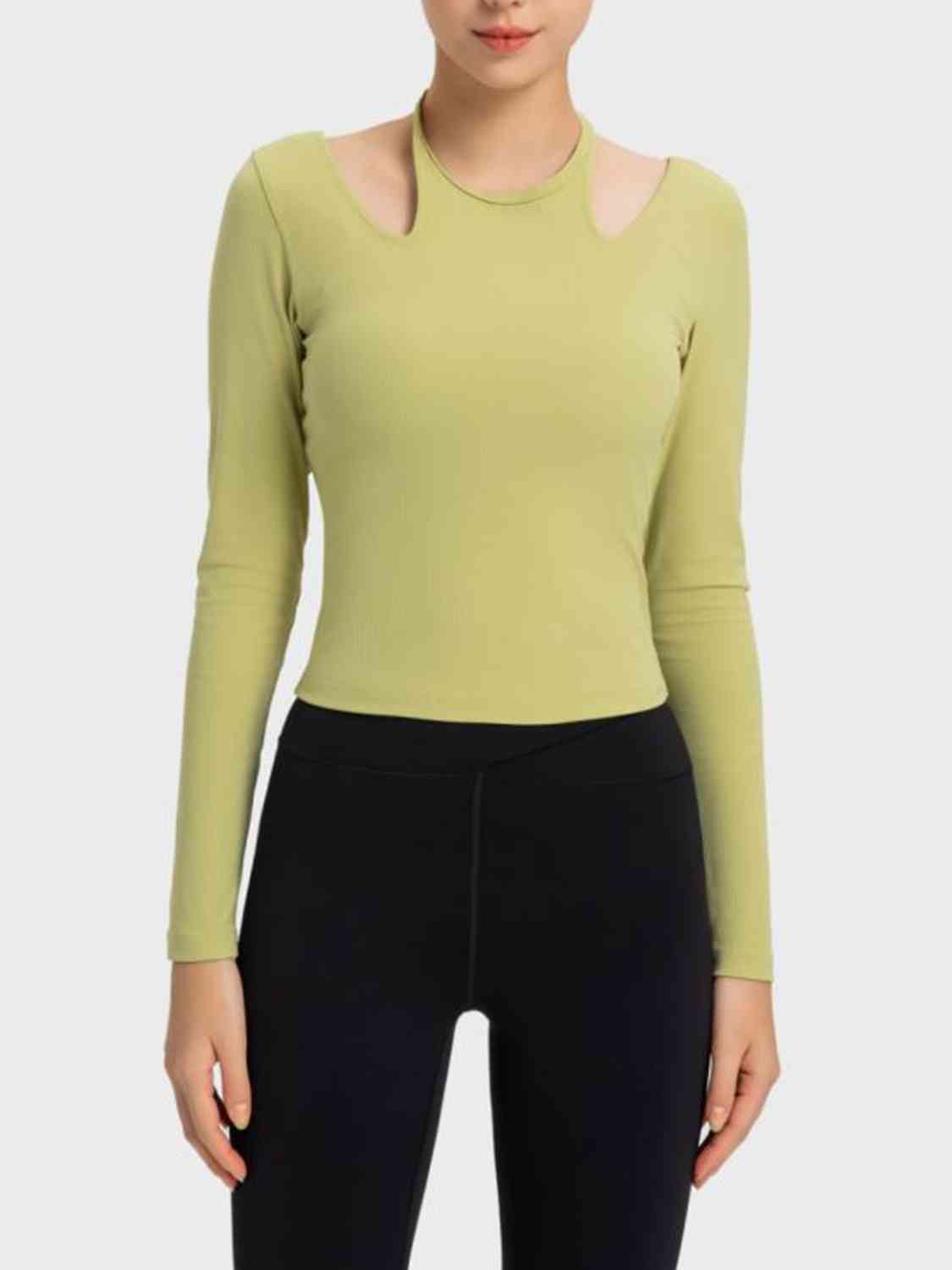 Halter neck long sleeve sporty top