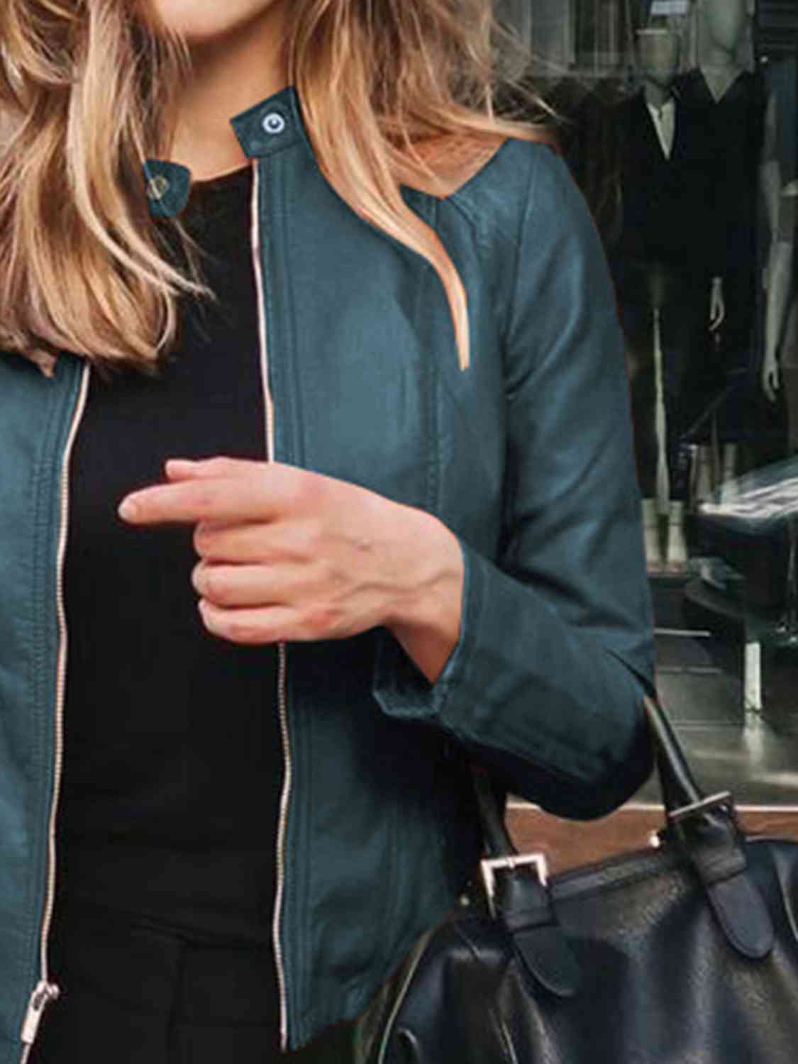 Mock neck zip up jacket