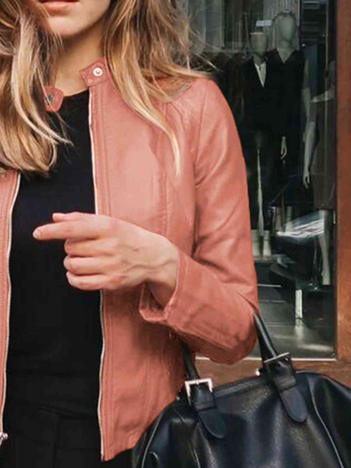 Mock neck zip up jacket