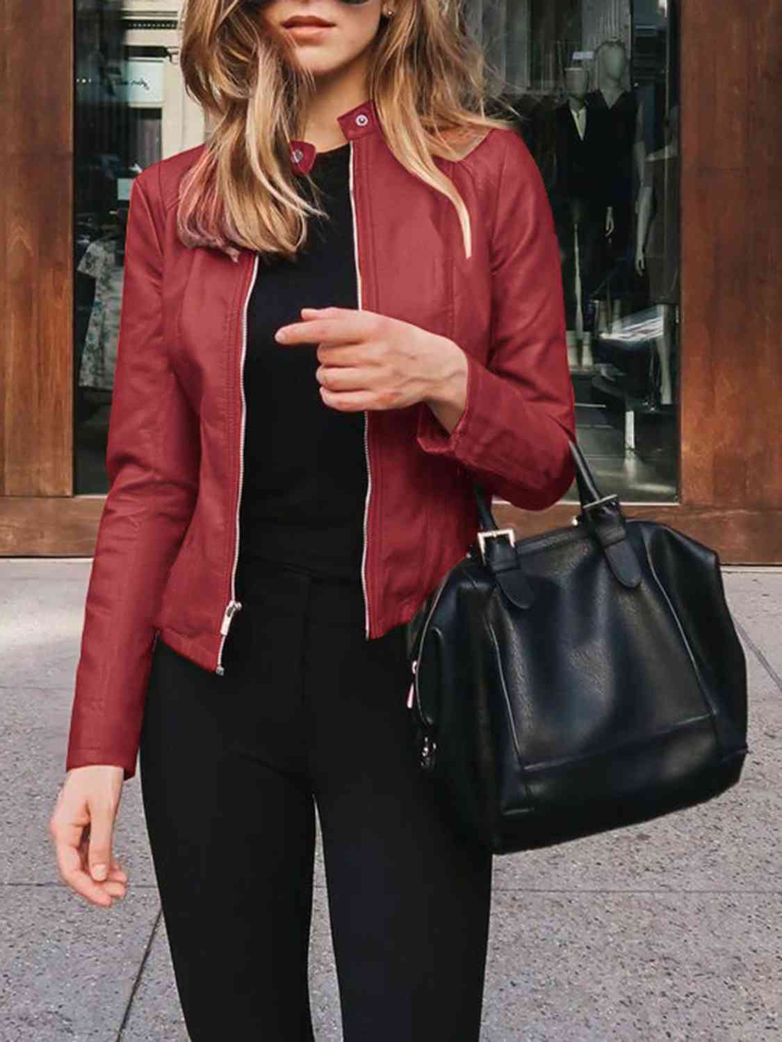 Mock neck zip up jacket