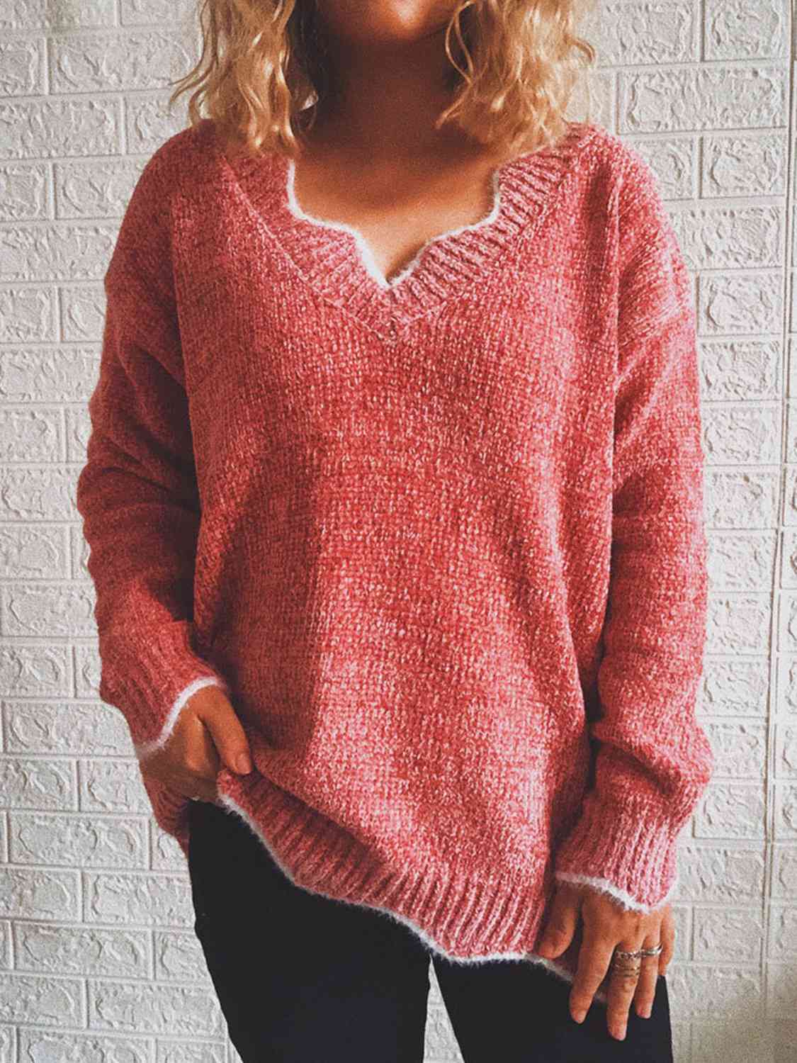 Notched neck sweater