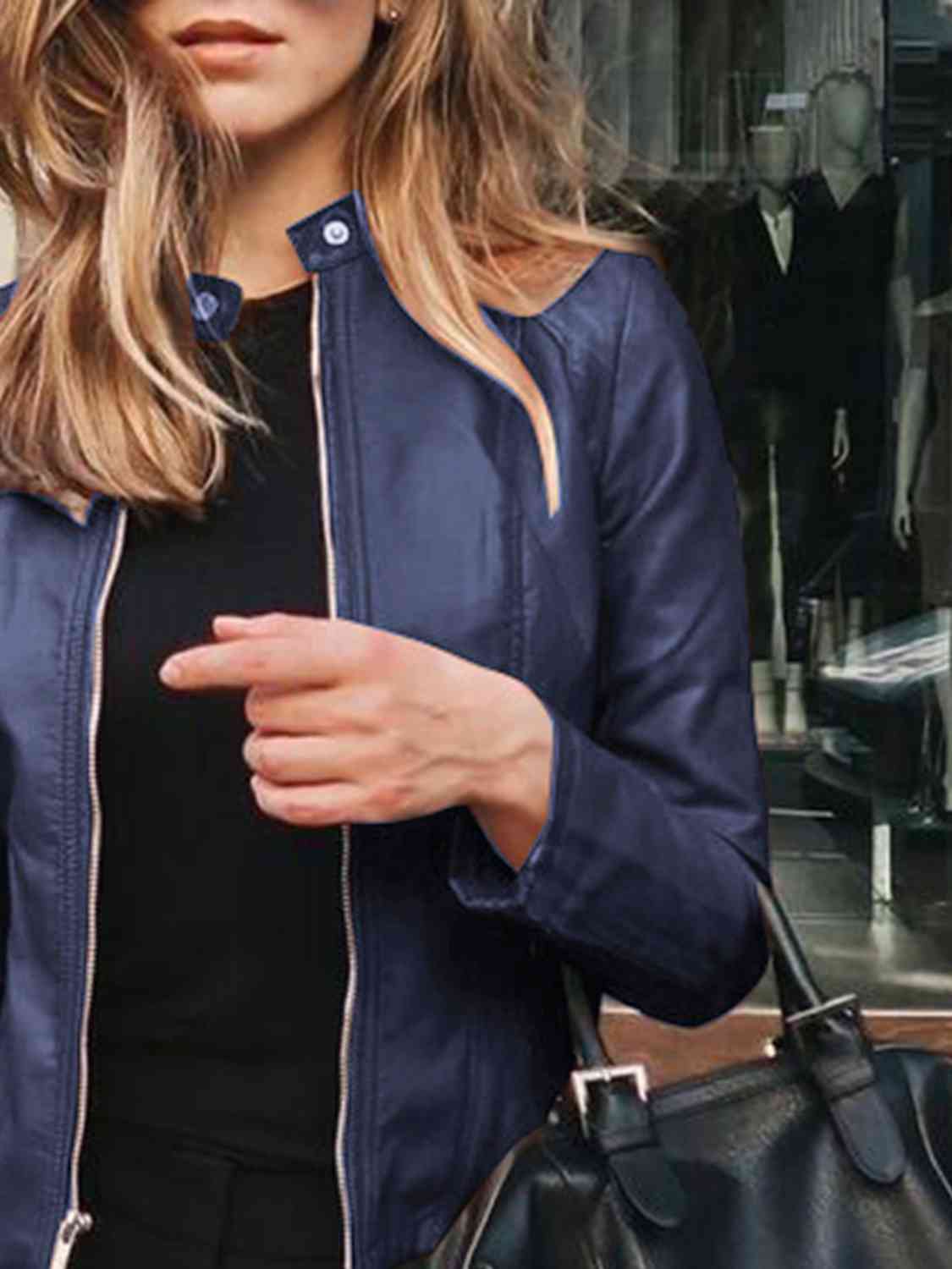 Mock neck zip up jacket