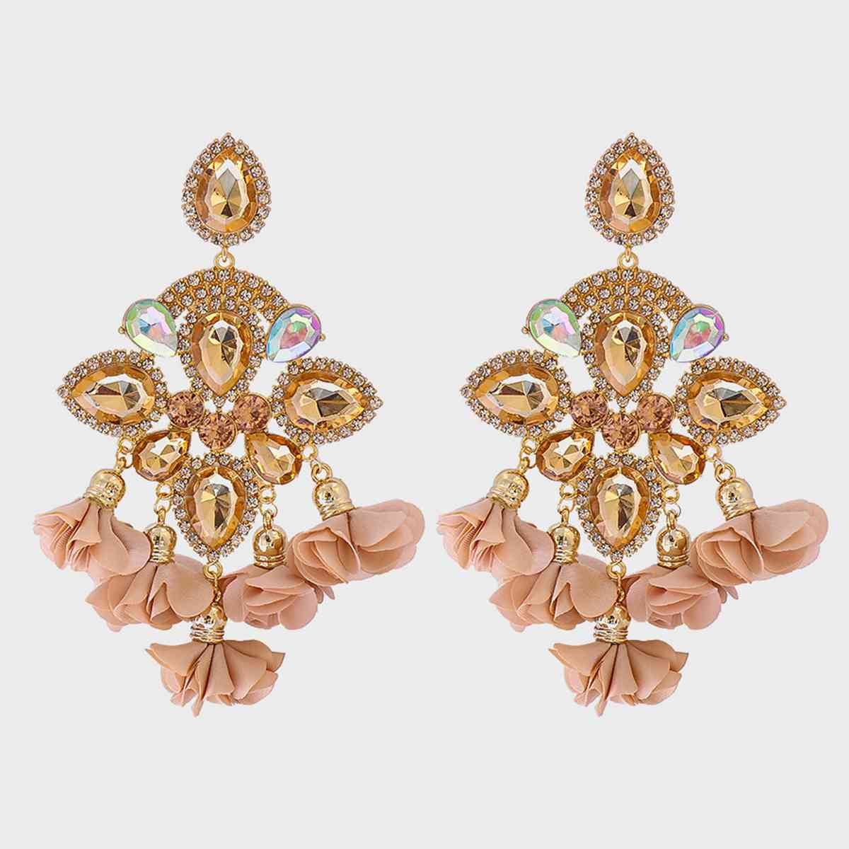 Flower Shape Rhinestone Alloy Dangle Earrings