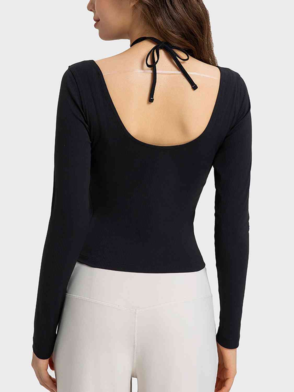 Halter neck long sleeve sporty top