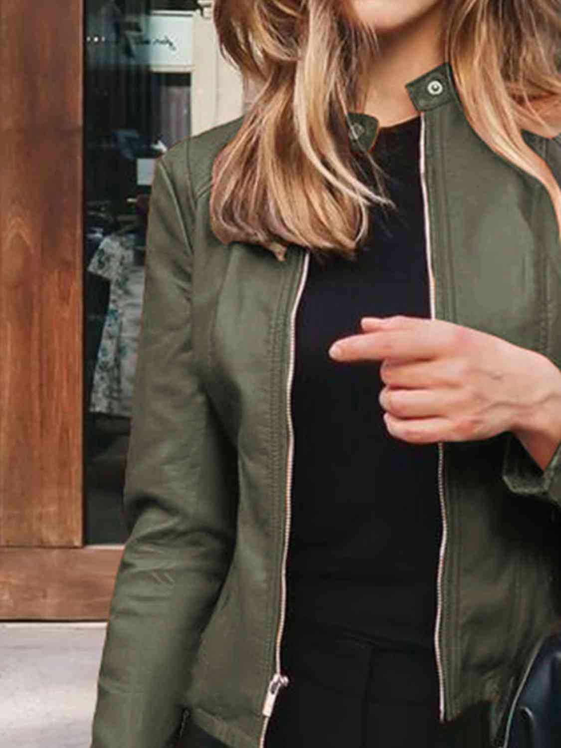 Mock neck zip up jacket