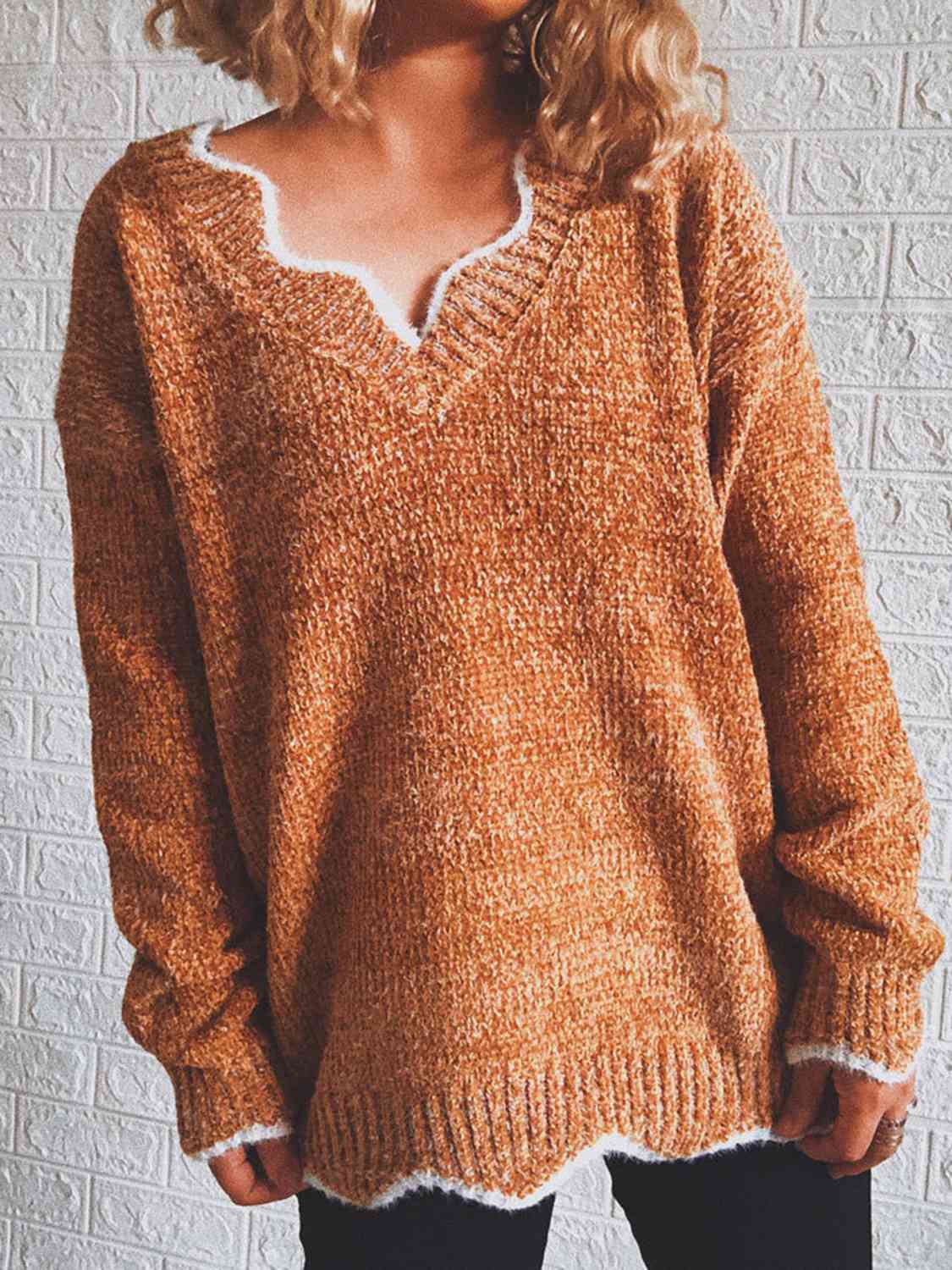 Notched neck sweater