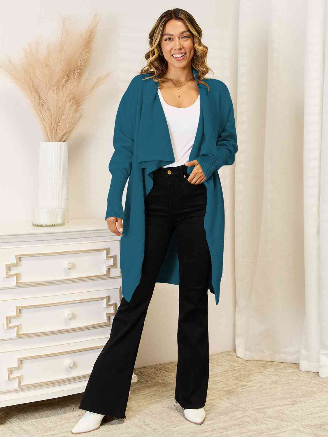 Longline open cardigan