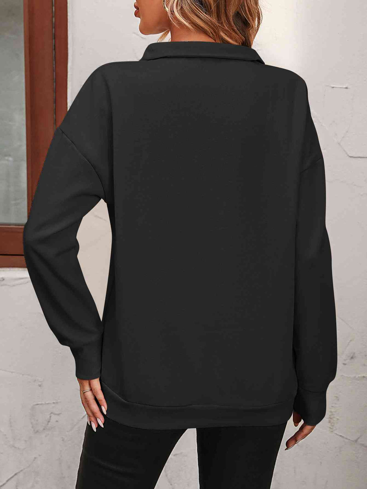 Zip up dropped shoulder sweatshirt, back