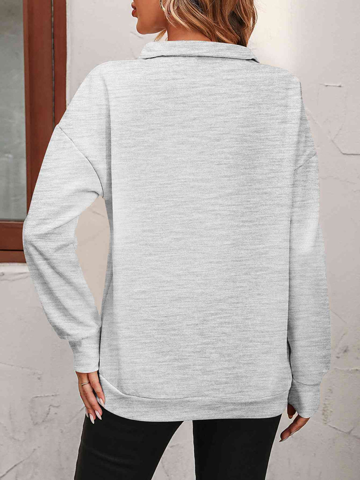 Zip up dropped shoulder sweatshirt, back