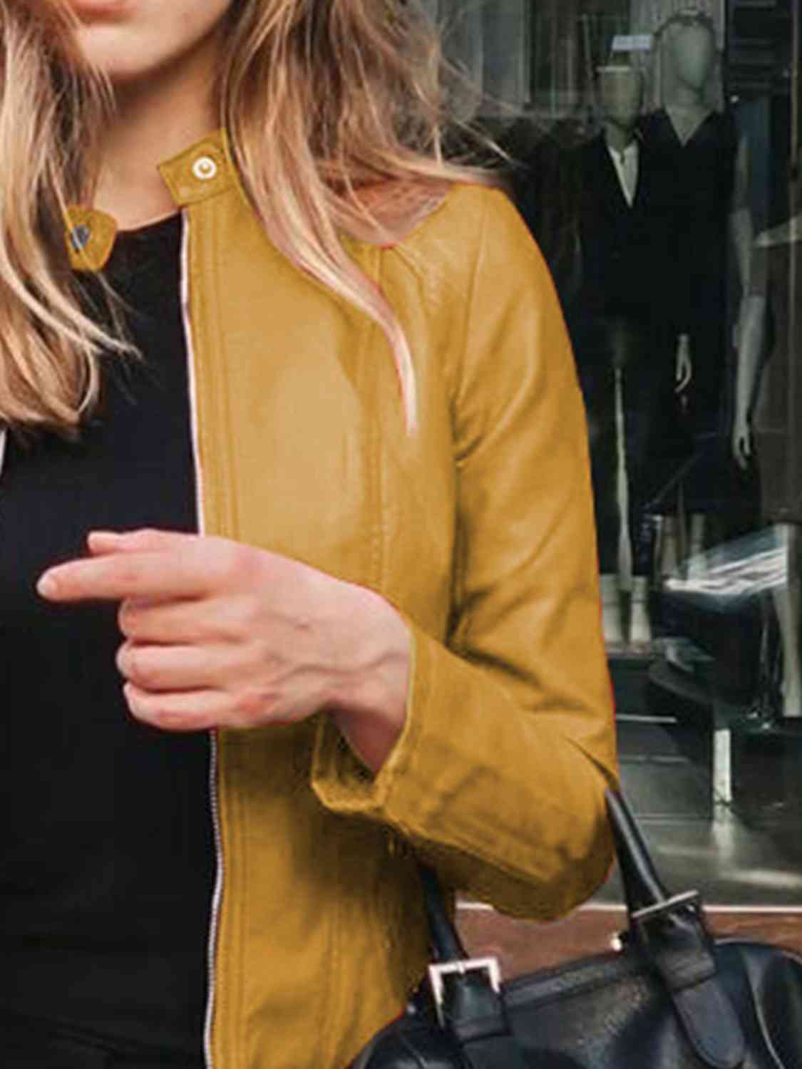 Mock neck zip up jacket