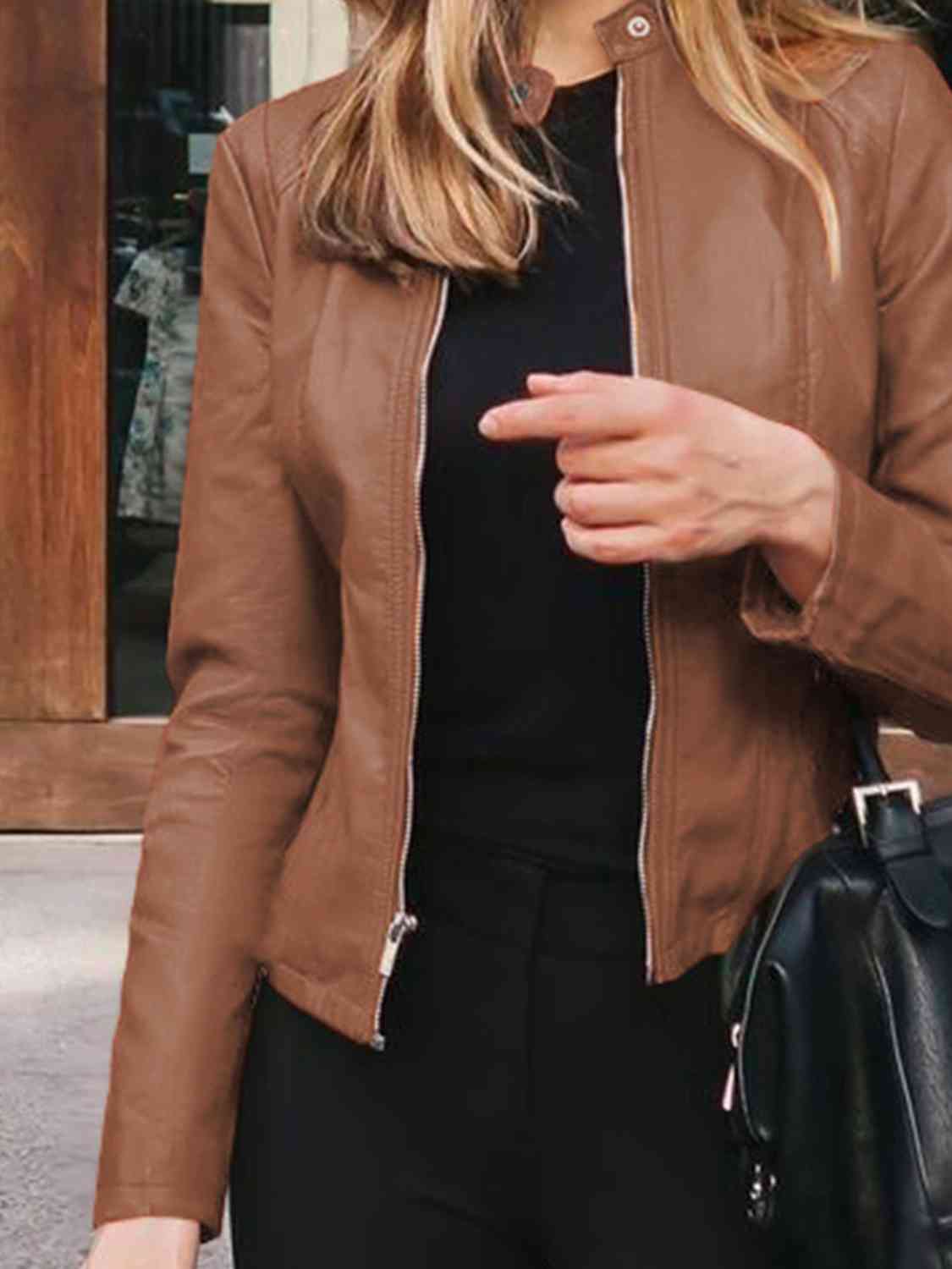 Mock neck zip up jacket