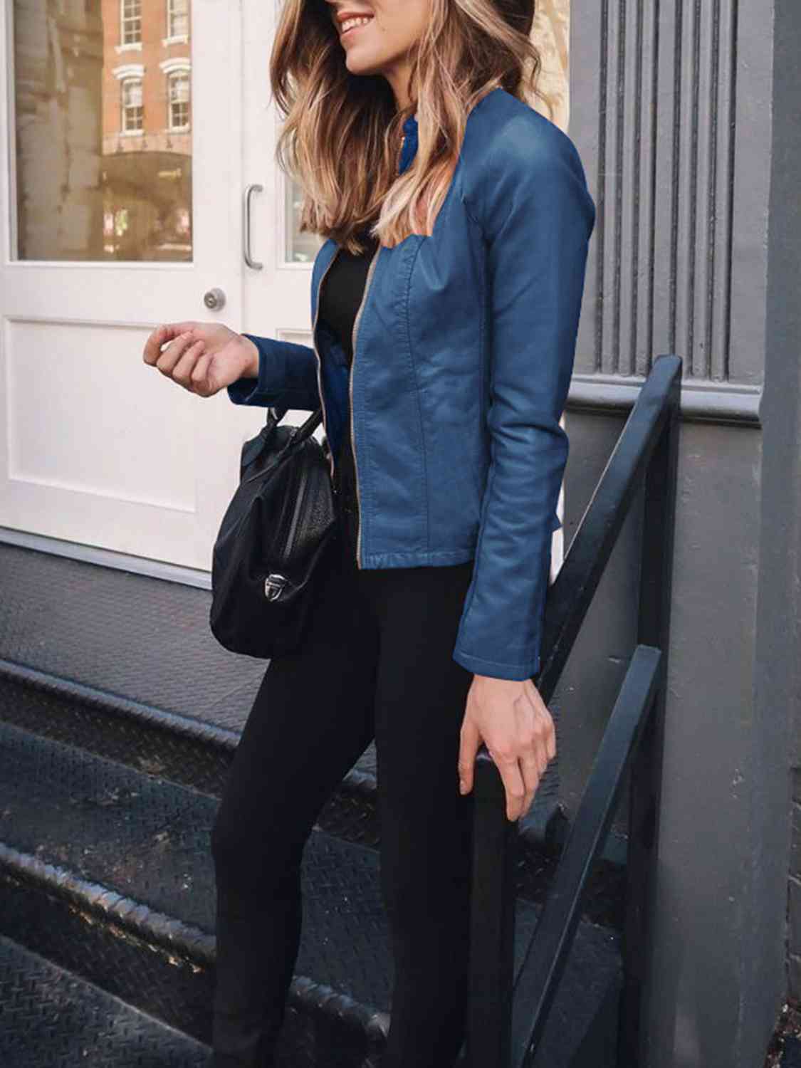 Mock neck zip up jacket