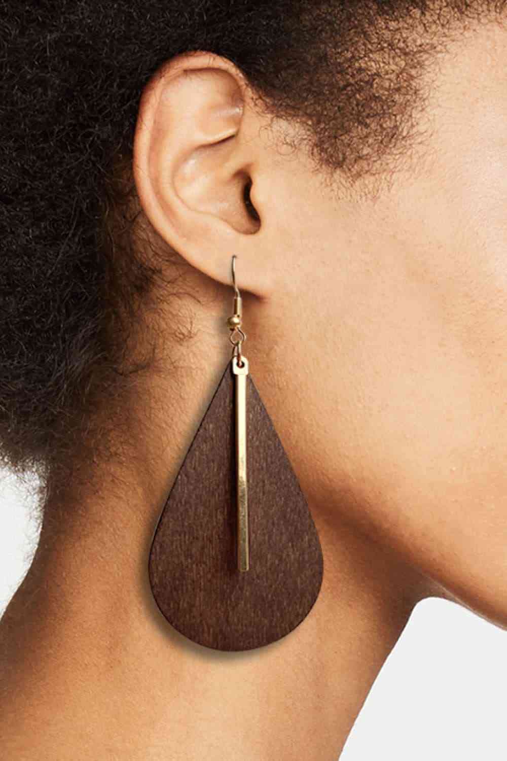 Geometrical Shape Wooden Dangle Earrings