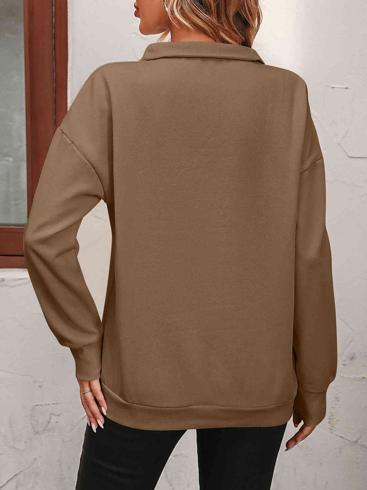 Zip up dropped shoulder sweatshirt, back