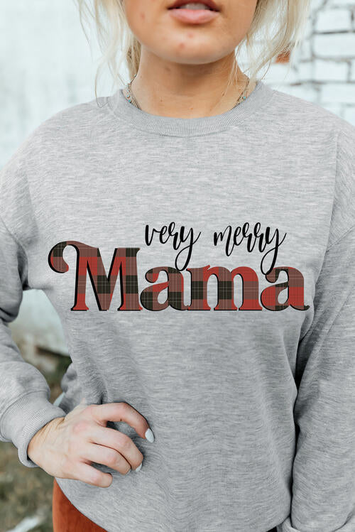 MAMA Round Neck Drop Shoulder Sweatshirt