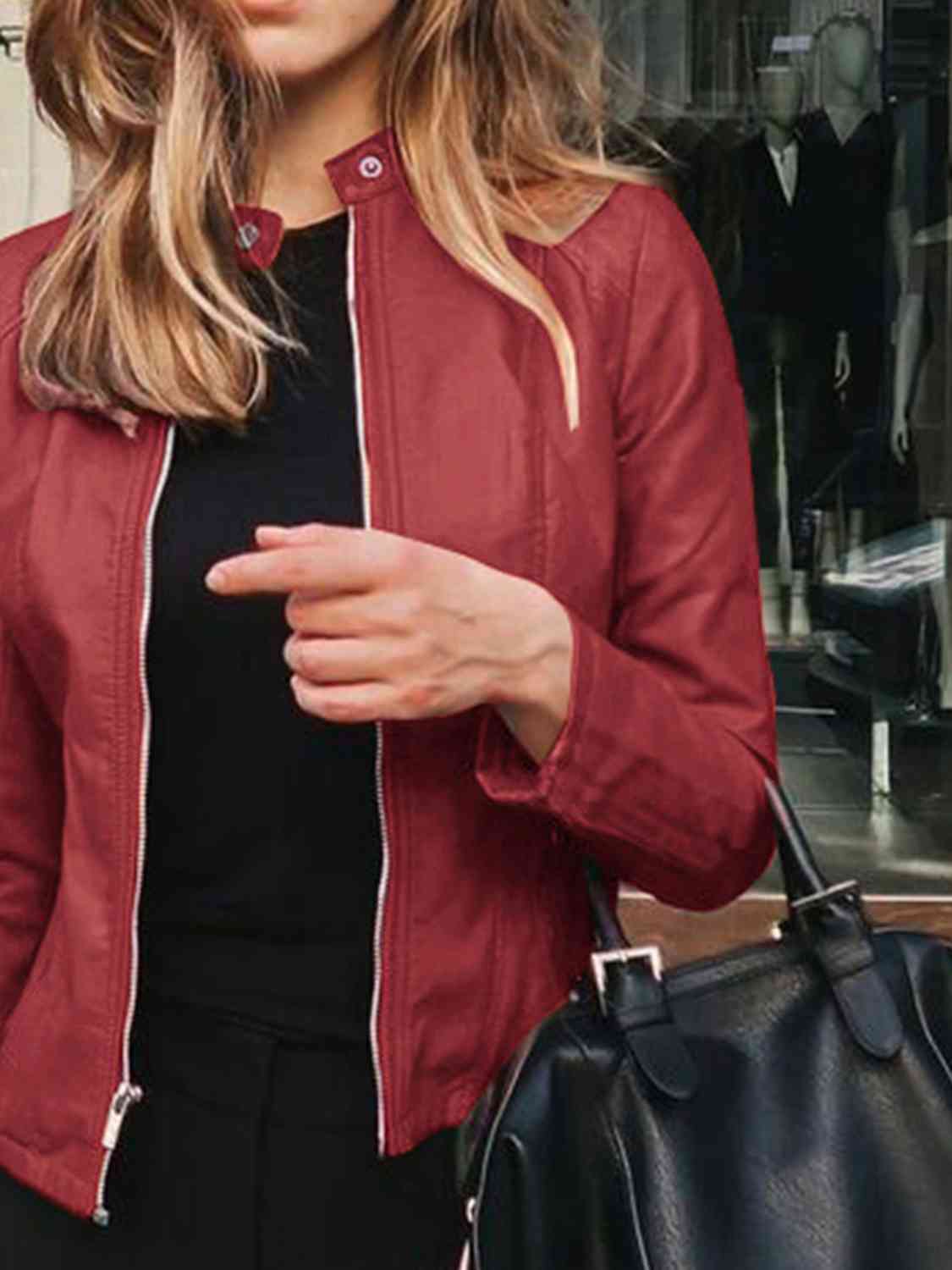 Mock neck zip up jacket
