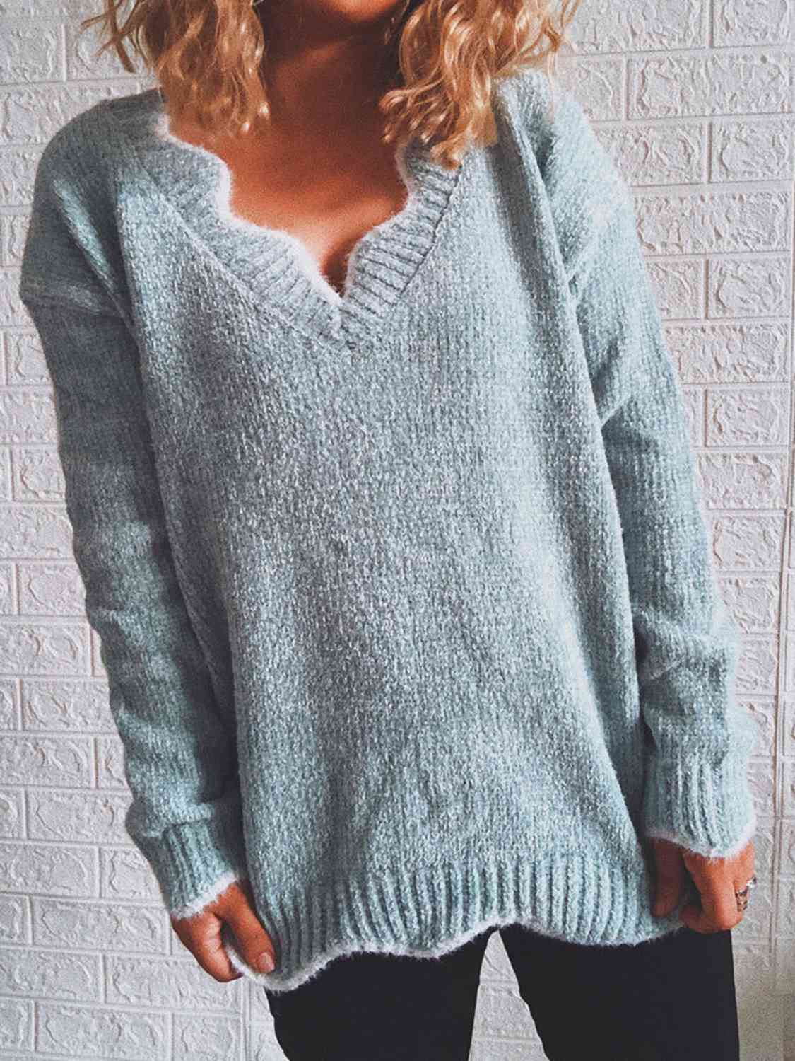Notched neck sweater