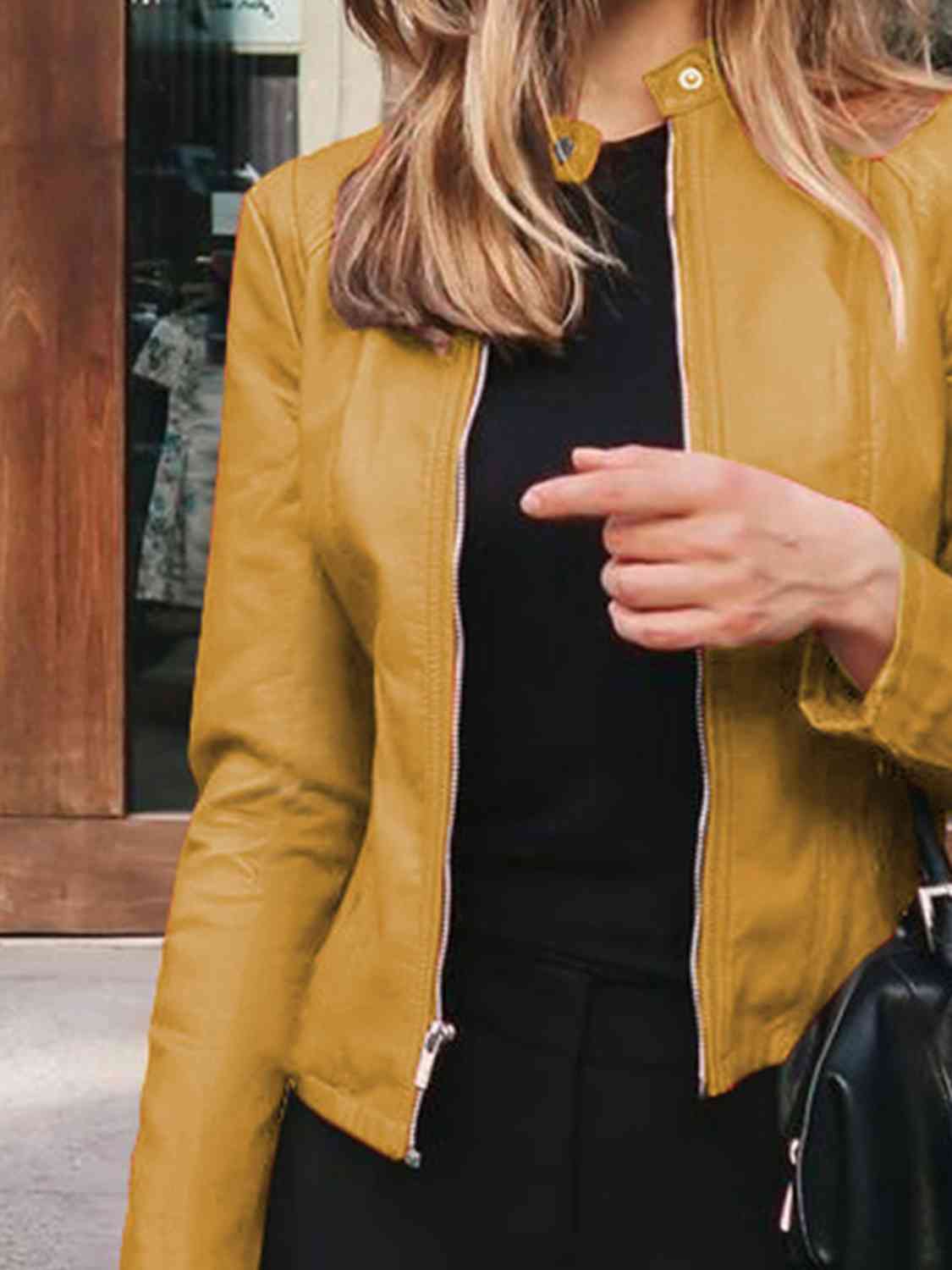 Mock neck zip up jacket